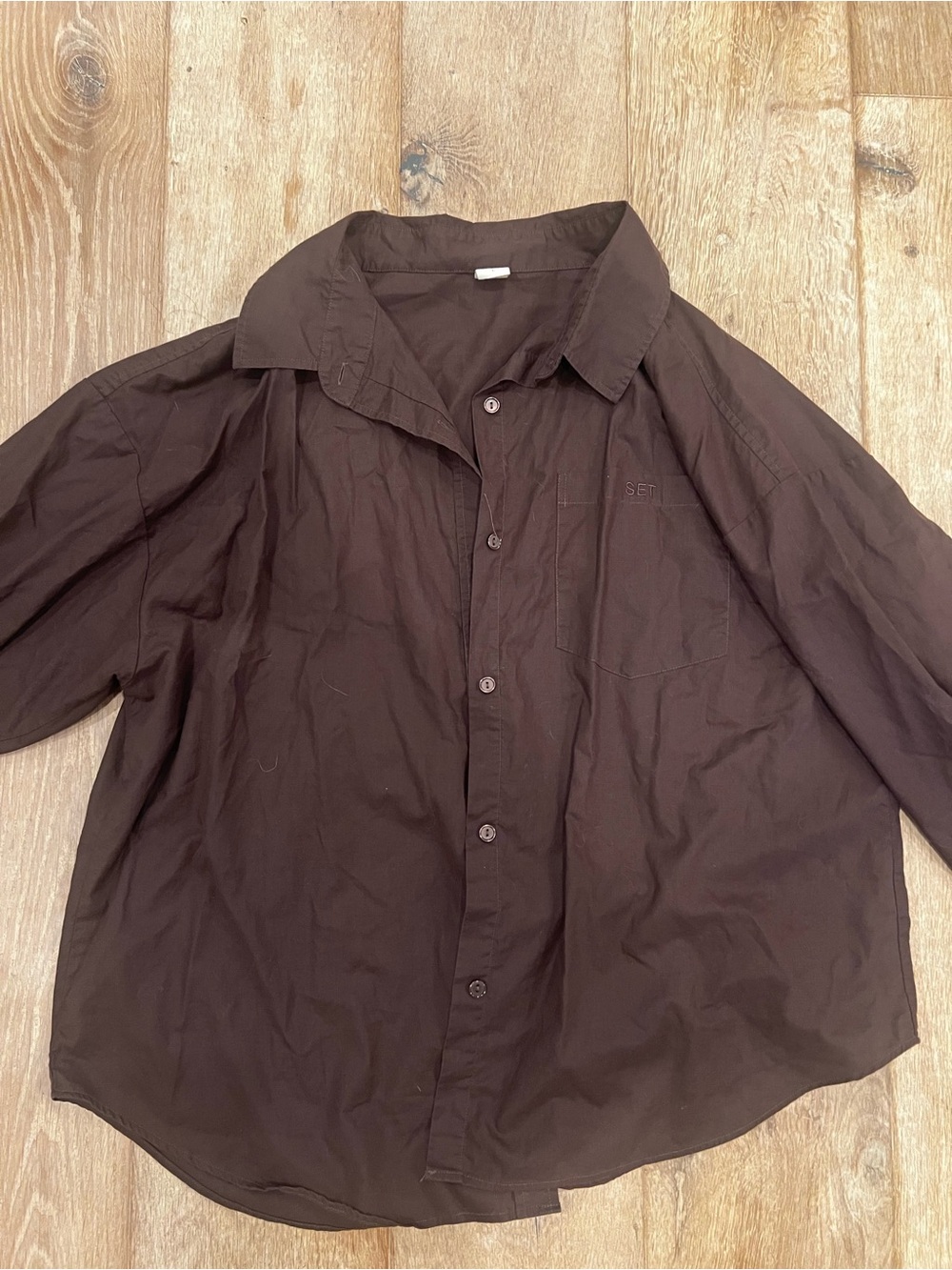 WORN ONCE Set Activewear Brown Buttonup